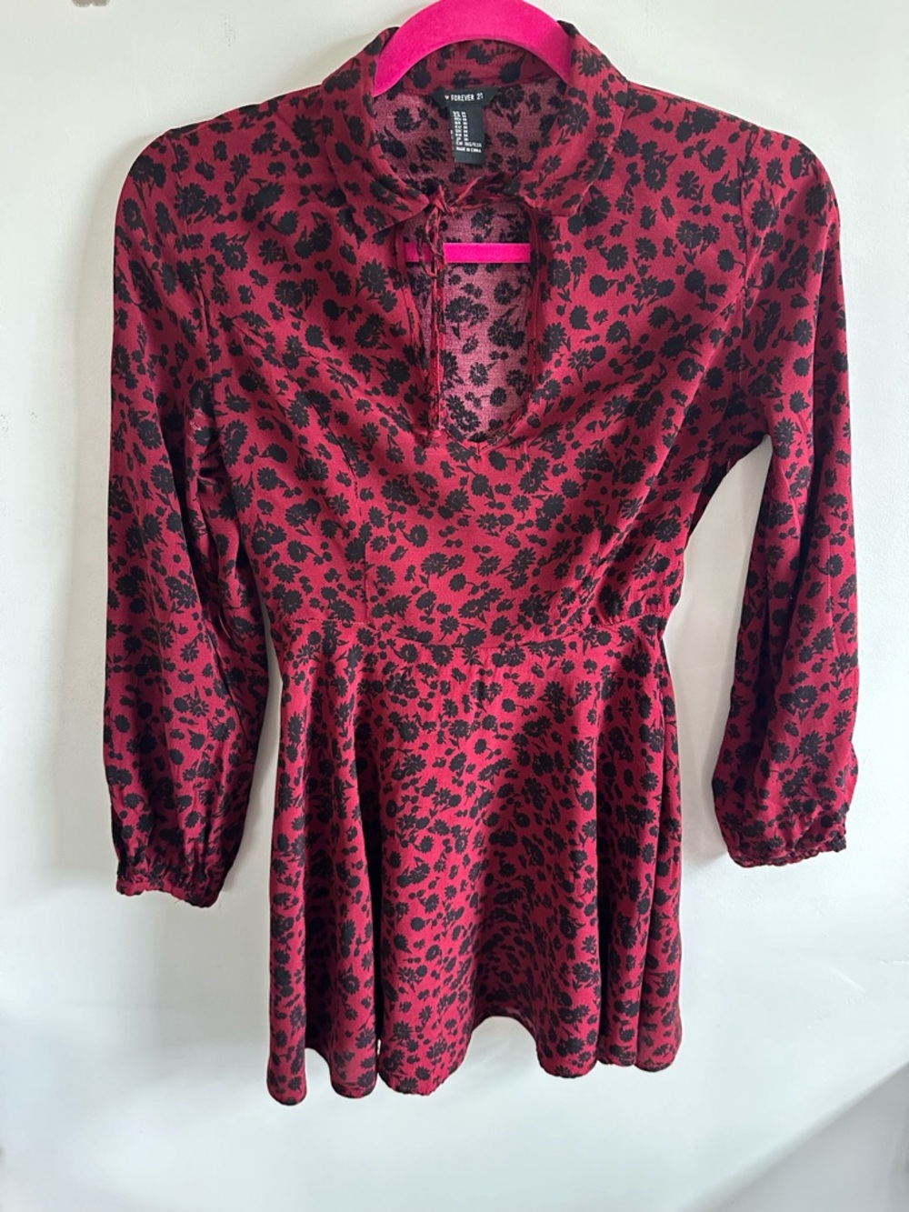 Red and Black Floral Mini Dress